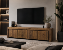 TV Meubel met Deuren van Gerecycled Teakhout