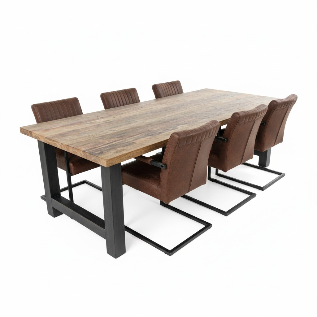 Robuuste eettafel met dik blad (240 cm)