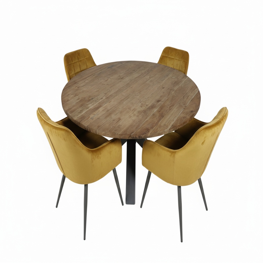Ronde industriële eettafel met spinpoot (Ø 150 cm)