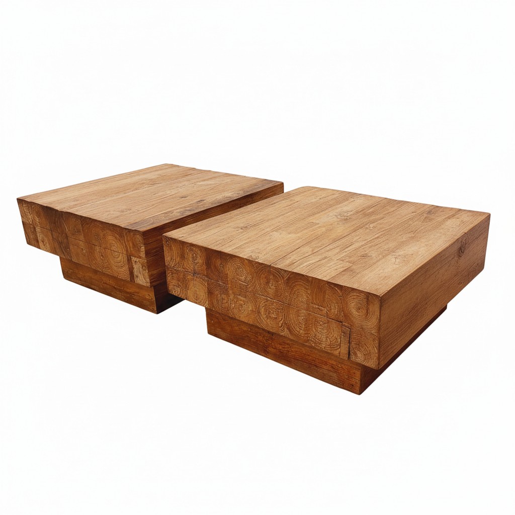 Salontafel teak 75×75 cm met massief blad