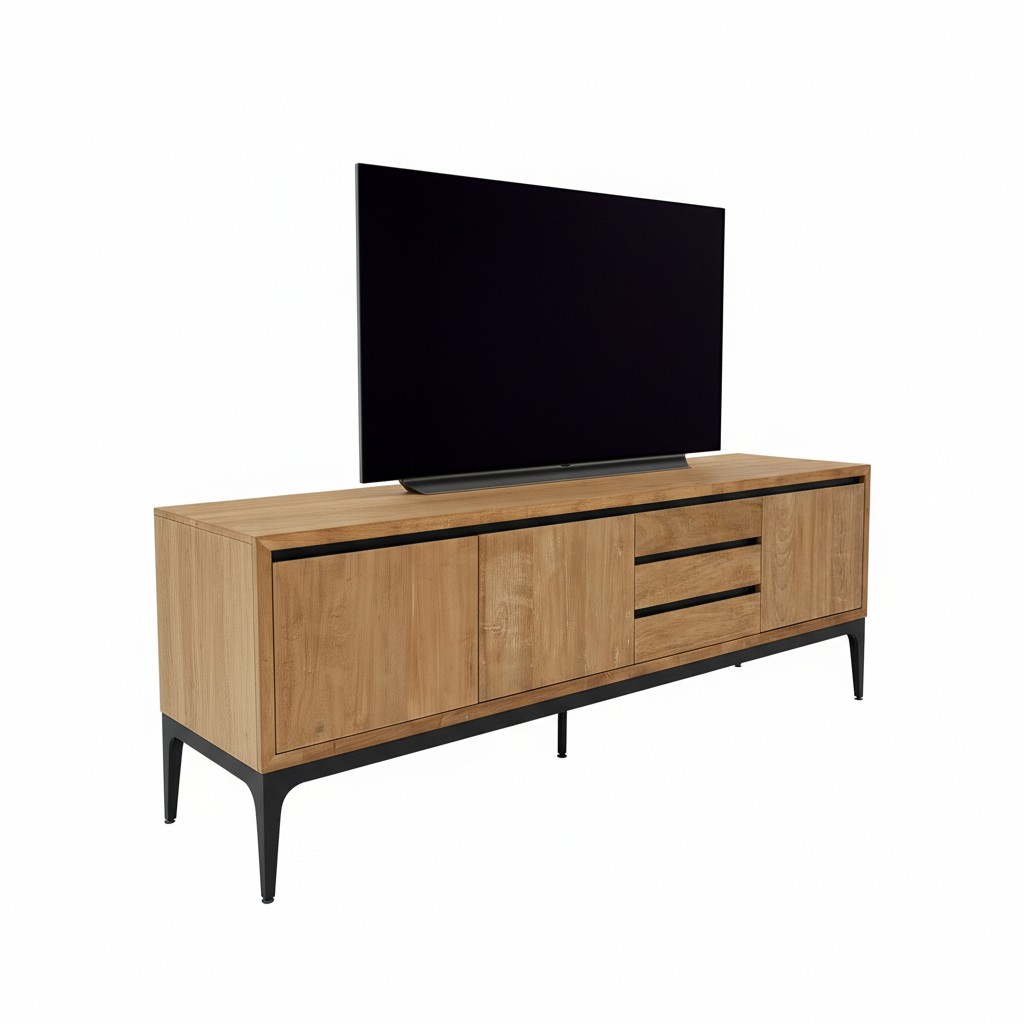 TV-dressoir 200 cm met zwarte binnenkant