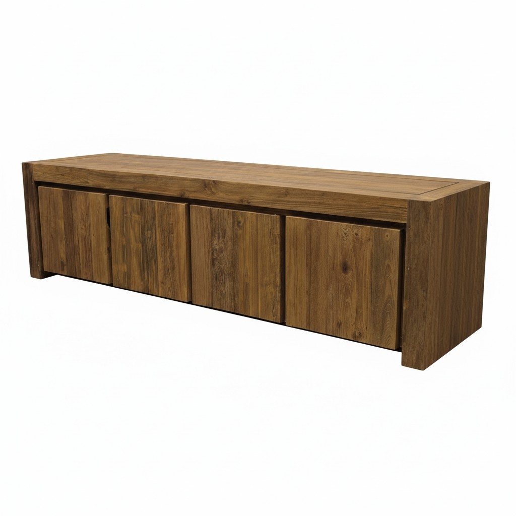 TV-meubel met deuren van gerecycled teak 200 cm
